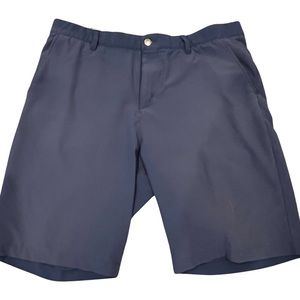 ADIDAS Men's Flat Front Shirt Gripper Waist Polyester Navy Blue Golf Shorts 38